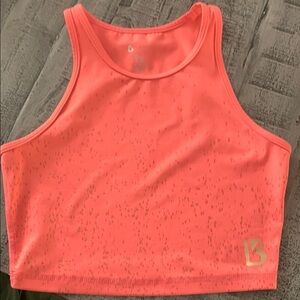 BuffBunny Medium Pink Coral Specked Gold Tank Bra Top, EUC,